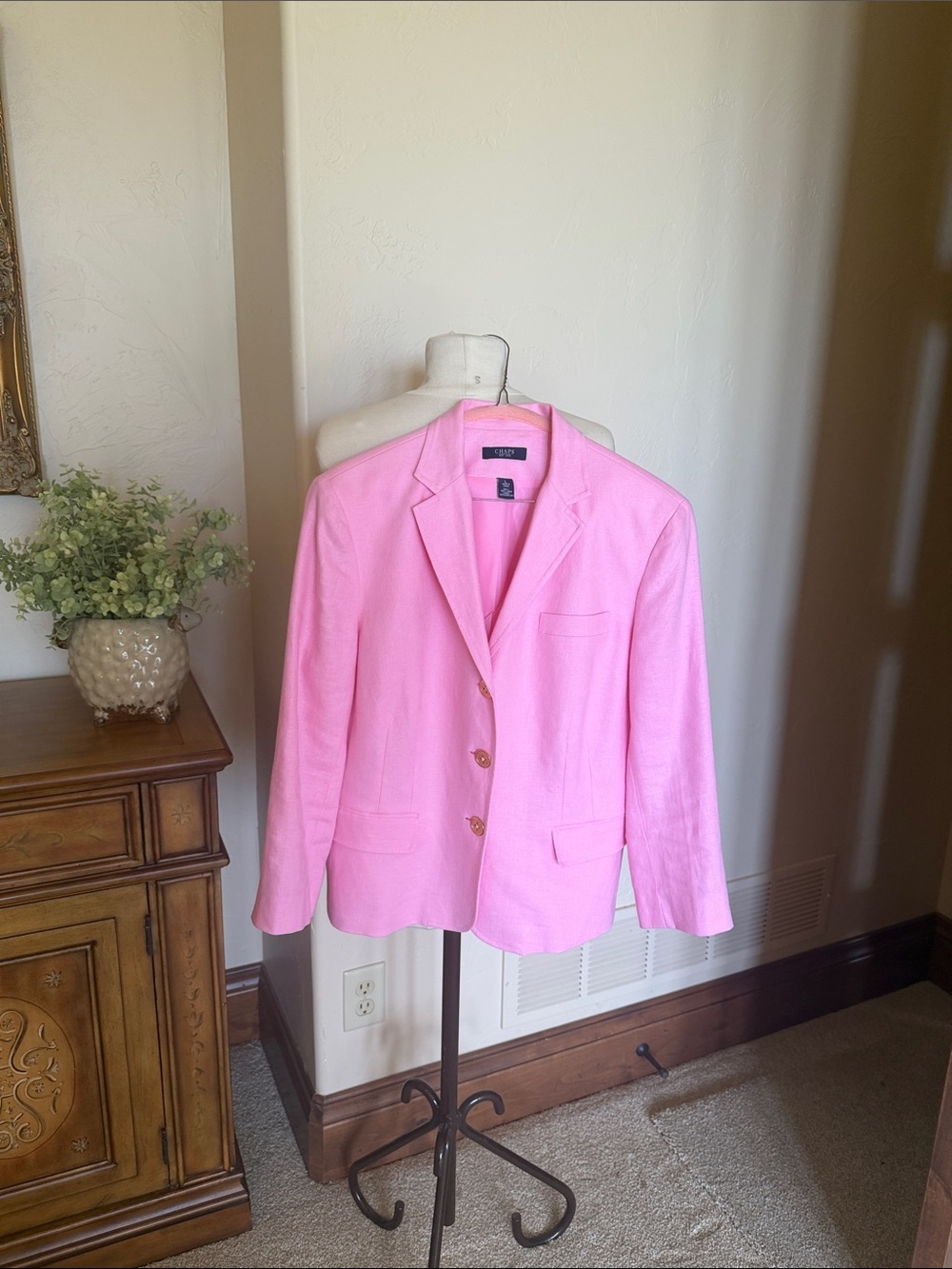 Chaps Petal Pink Linen Women's Blazer